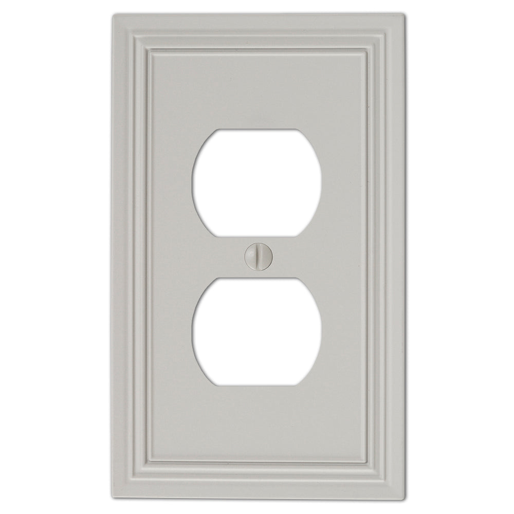 Daltry Matte Gray outlet wallplate with a sleek, modern matte finish in soft gray. The cover has a smooth, flat surface that blends seamlessly with contemporary decor, featuring clean edges and a minimalist design for an elegant, understated look.