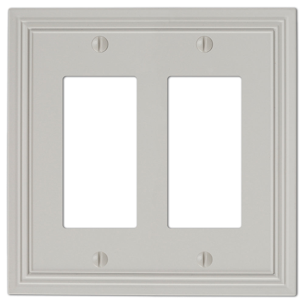 Daltry Matte Gray double dimmer wallplate with a sleek, modern matte finish in soft gray. The cover has a smooth, flat surface that blends seamlessly with contemporary decor, featuring clean edges and a minimalist design for an elegant, understated look.